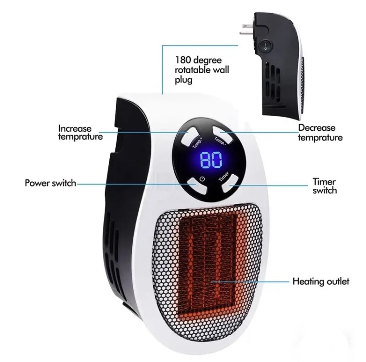 Image de Chauffage mini 500 w, poêle chauffant, portable, avec télécommande, réchauffeur mural - Unbranded
