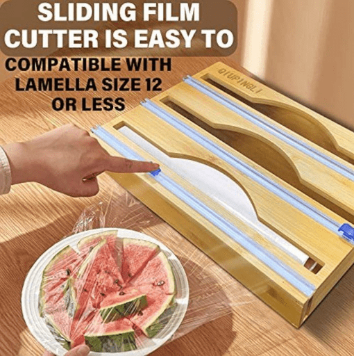 Image de Distributeur de papier d'aluminium avec coupe-film alimentaire,boîte de rangement de film alimentaire 3 en 1, - Unbranded