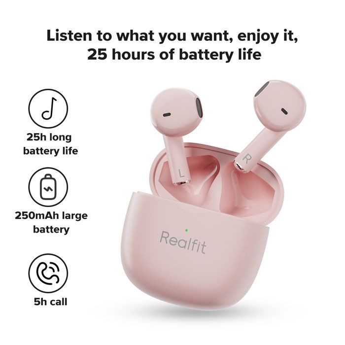 Image de Écouteurs intra-auriculaires Bluetooth Realfit F1, Type-C Couleur : Rose - Unbranded