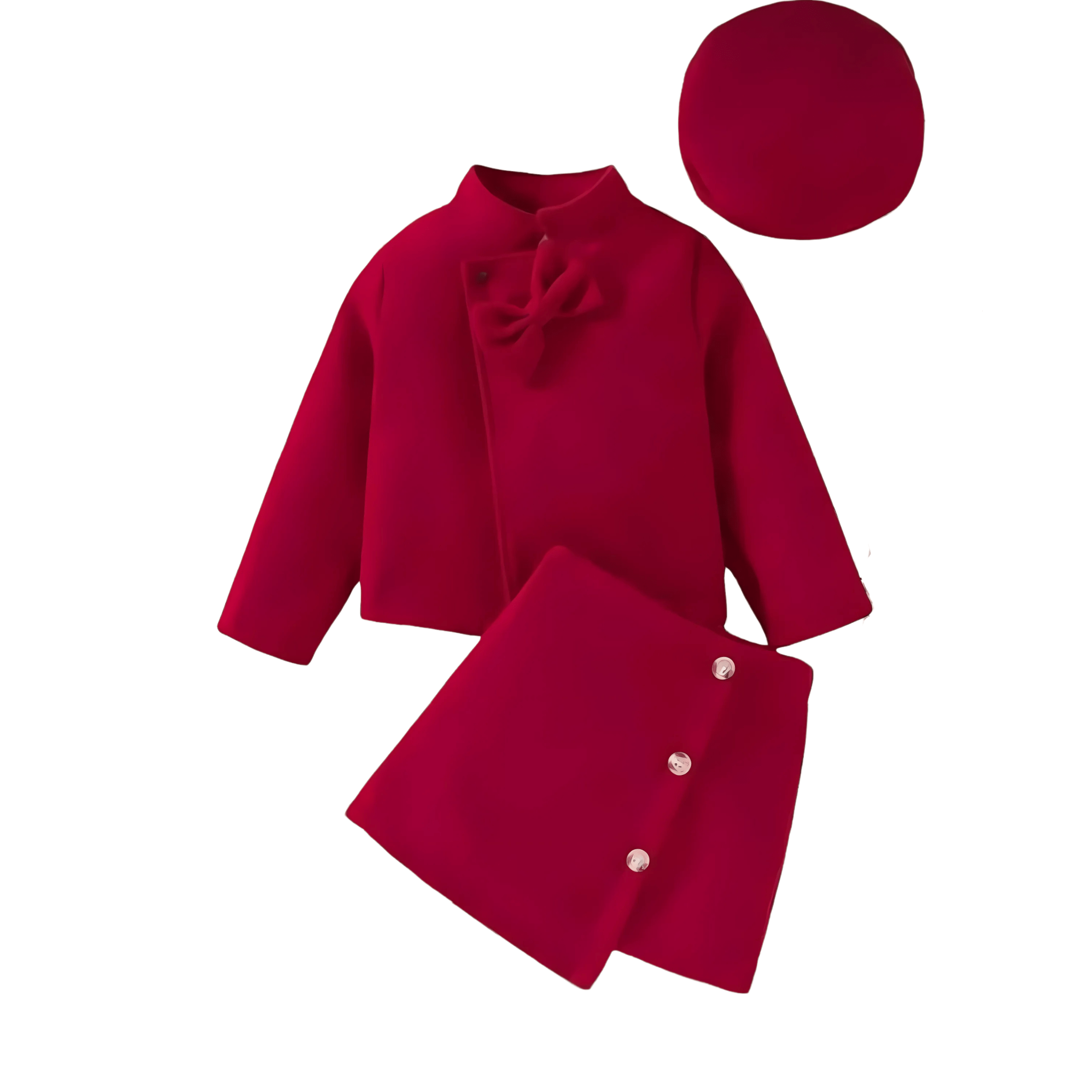 Ensemble 3 pièces cardigan/jupe tricotés et chapeau pour filles, vêtements d'automne pour enfants