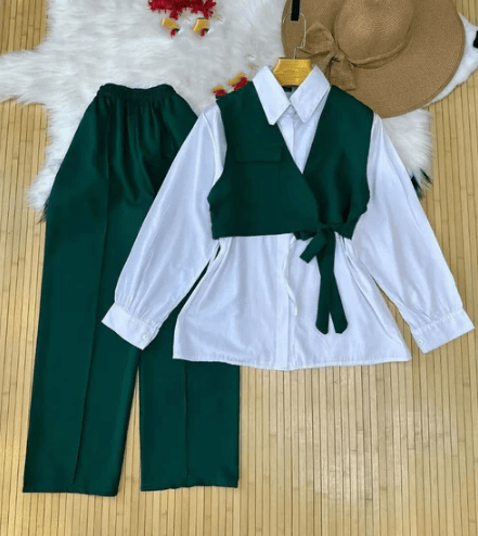 Image de Ensemble 3 pièces femme – Chemise + Gilet + Pantalon - Unbranded