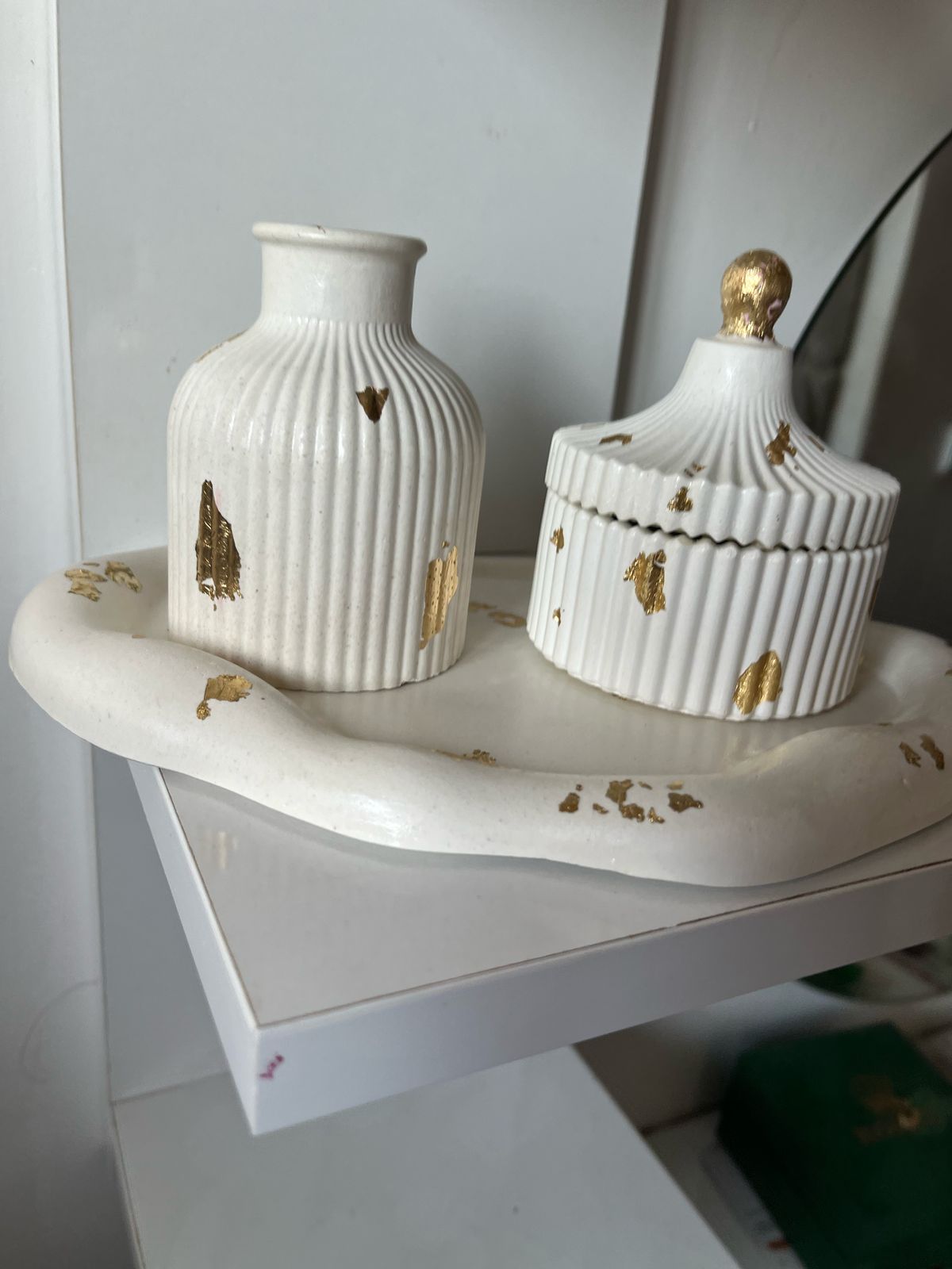 Ensemble déco en béton artisanal blanc – Forme nuage