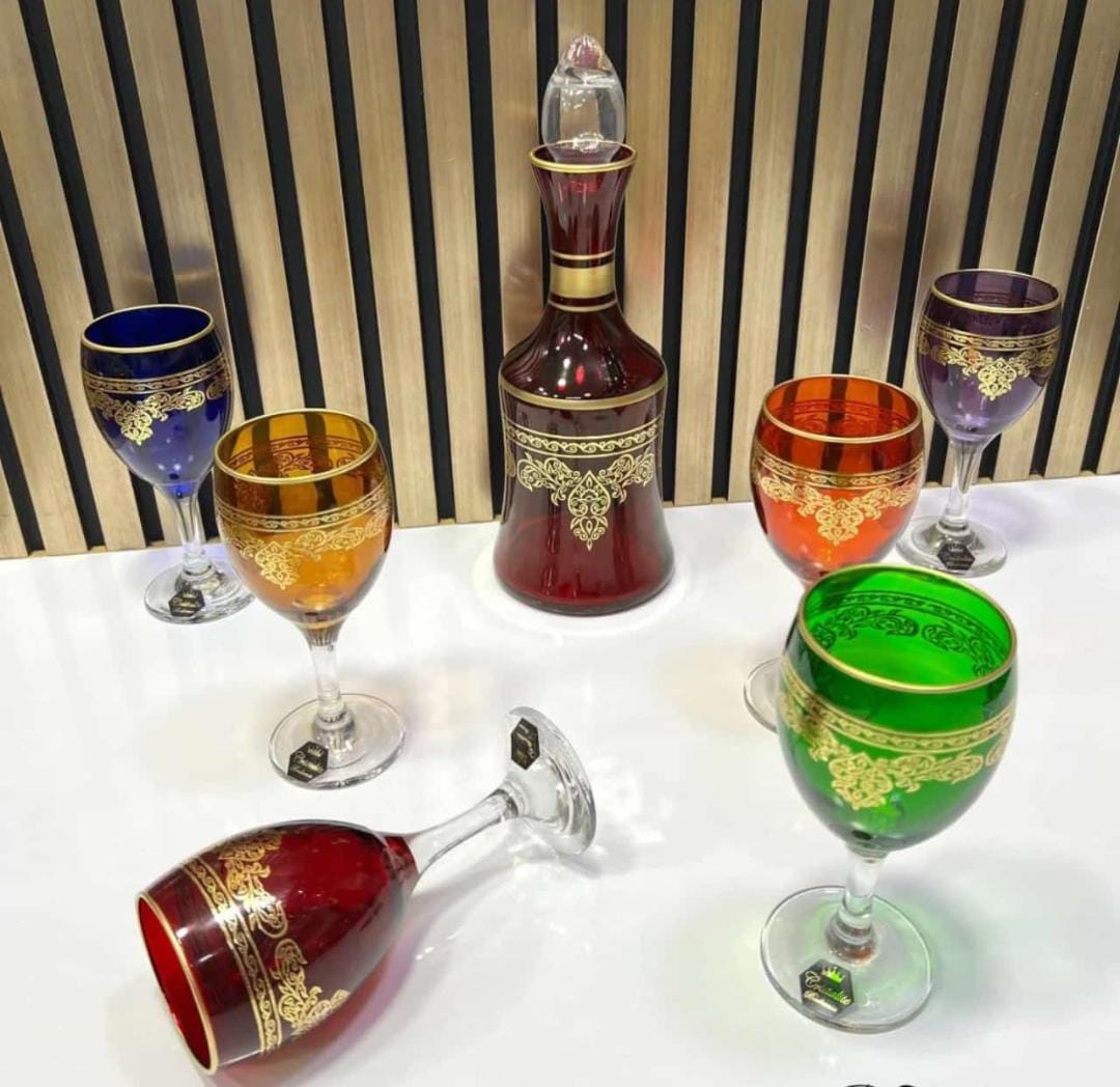 ESSENCE OF MOROCCO Verres à jus Marocain Rose Fuchsia Or Peints et Décorés à la Main Design Classique