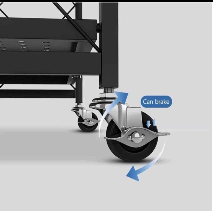 Étagères de rangement à 4 niveaux pliables, capacité de charge de 50 kg, pour cuisine, garage, bureau, entrepôt, atelier, à la maison, étagère non amovible - Couleur noire