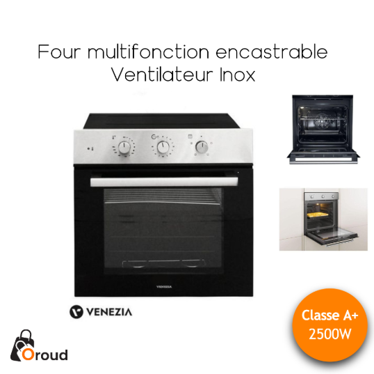 Image de Four multifonction encastrable - Ventilateur - Inox - 2500W - Classe A+ - Unbranded