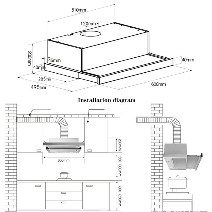 Image de Gork International Hotte aspirante à écran plat 60cm - INOX