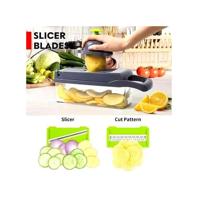 Hachoir à légumes multifonctionnel, lames pour pommes de terre, tomates, concombres et carottes