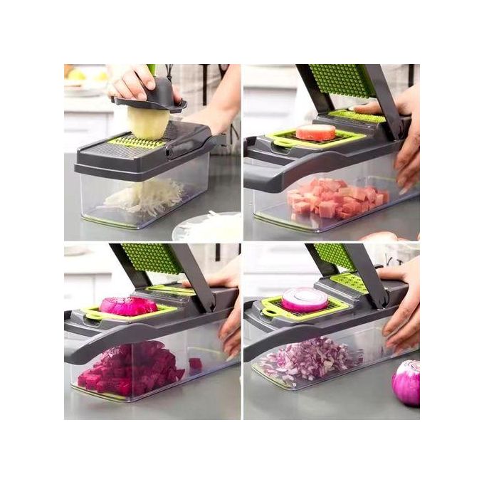 Image de Hachoir à légumes multifonctionnel, lames pour pommes de terre, tomates, concombres et carottes - Unbranded