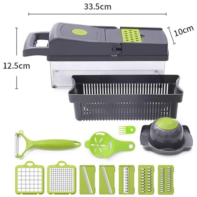 Image de Hachoir à légumes multifonctionnel, lames pour pommes de terre, tomates, concombres et carottes - Unbranded