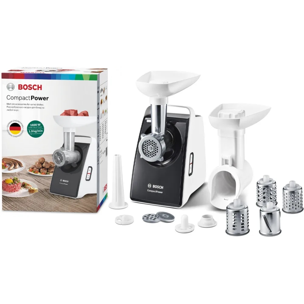 Image de Hachoir à viande CompactPower 1600 W, 1,9 kg/min, 3 grilles, accessoires saucisses, MFW3640A