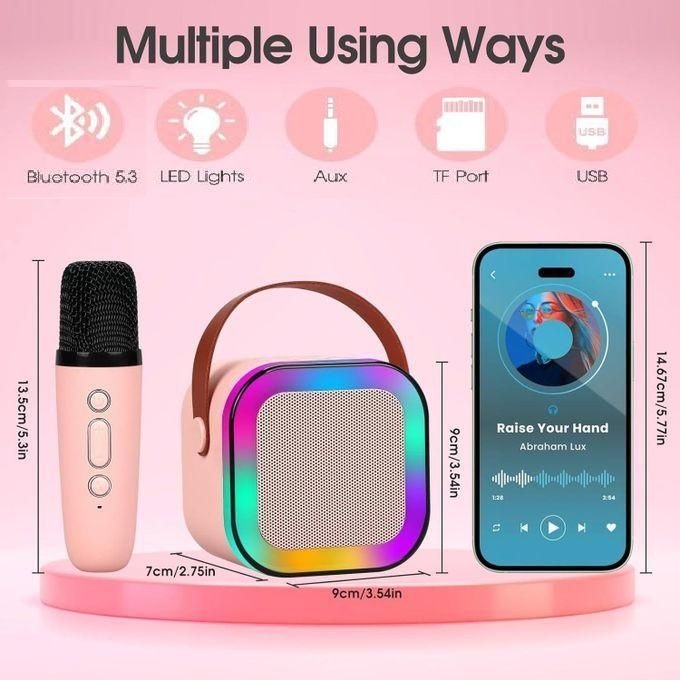 Image de Haut-parleur Bluetooth karaoké avec microphone, prend en charge plusieurs modes d'entrée, haut-parleurs, lumière RVB - Unbranded