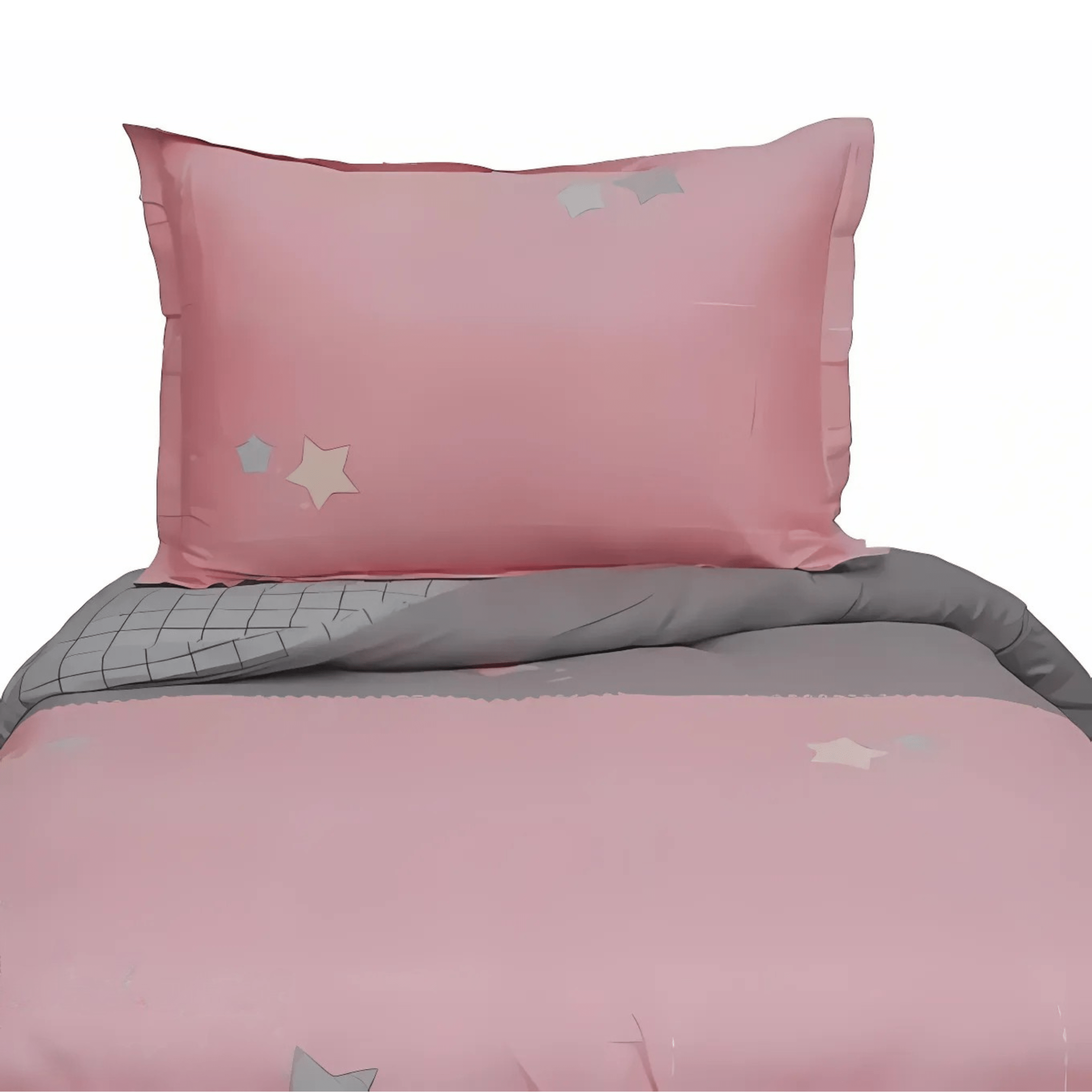 Housse de Couette 2 Faces avec 1 Taie d'Oreiller