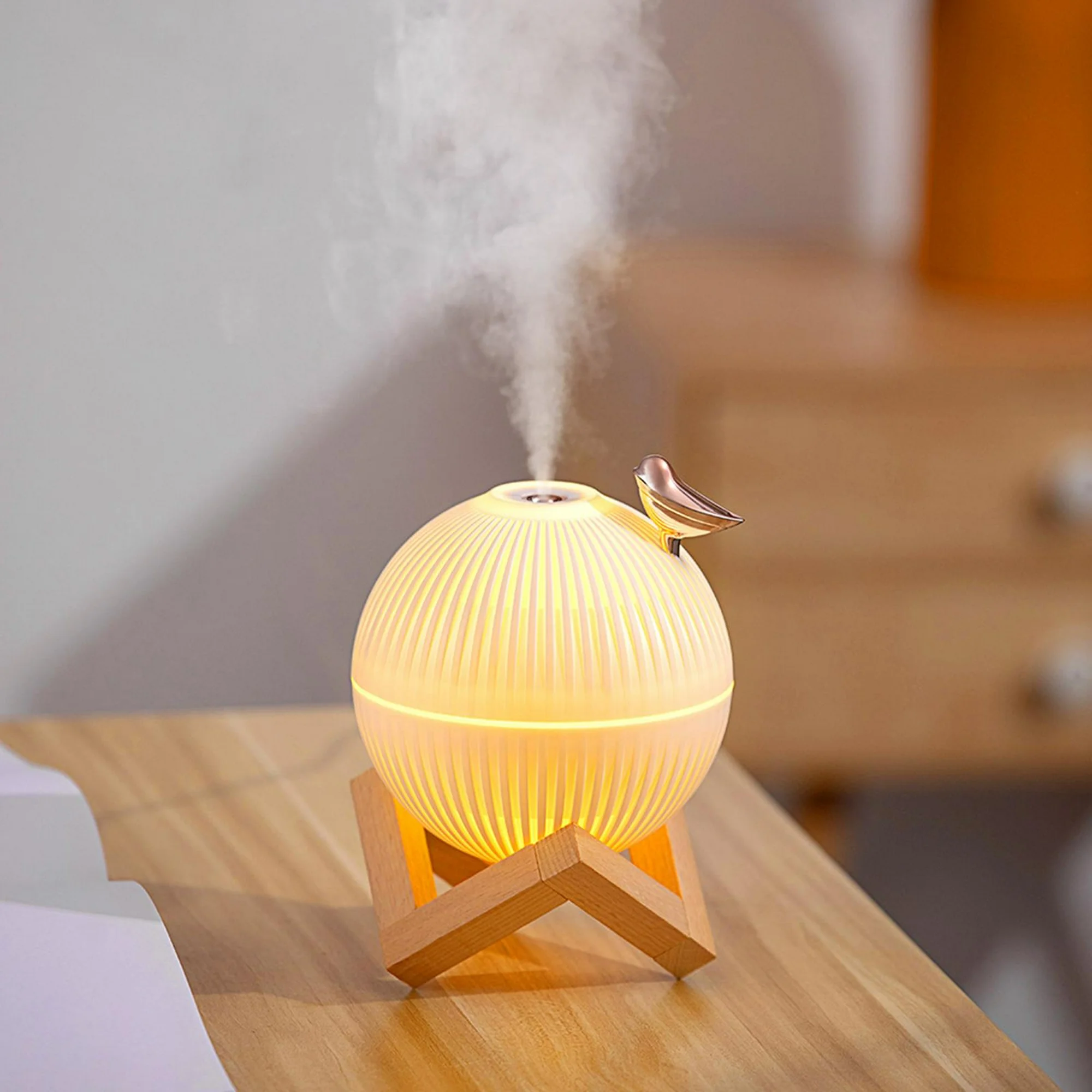Humidificateur d'alouette, Trois niveaux de lumière ambiante, deux modes de brouillard