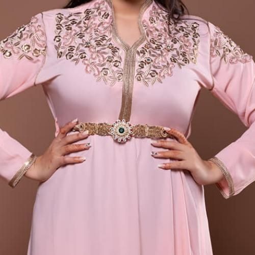 Image de Jabador Maroc Caftan wahiba Crêpe -Rose / Taille M - Unbranded