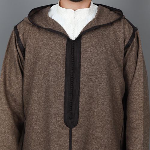 Image de Jabador Maroc Djellaba Flanelle Homme haute couture - Marron - Unbranded
