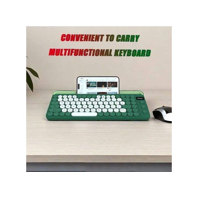 Image de Jedel Clavier rechargeable sans fil 2.4Ghz + double Bluetooth avec support Téléphones et tablettes - Unbranded