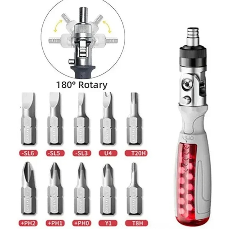 Image de Jeu Tournevis à cliquet avec embout magnétique à cliquet multi-embouts - Unbranded