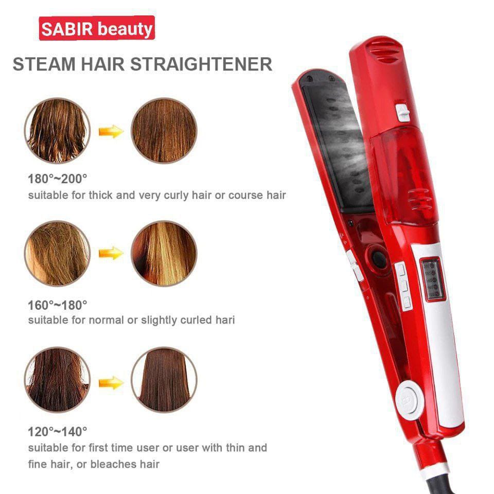 Kemei Fer à lisser professionnel pulvérisation vapeur défriser cheveux Plaques céramique