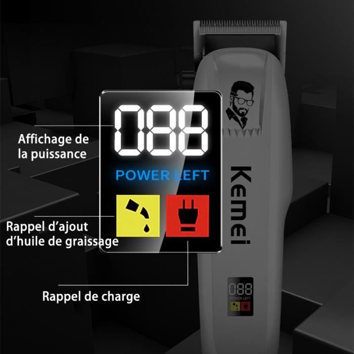 Image de KEMEI - Tondeuse à Cheveux Professionnelle - KM-809A - Sans Fil - 4 Peignes de Guide - Réglages de Longueur 0.5-13mm - Unbranded