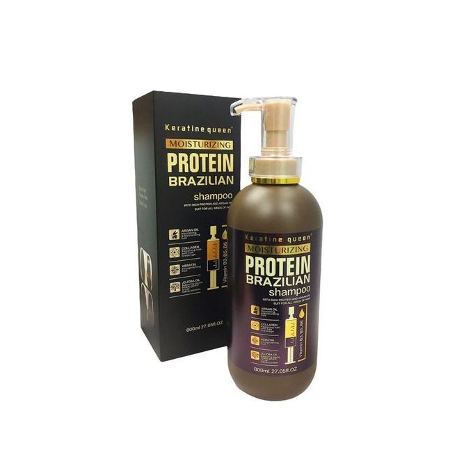 keratine queen Protein Brazilian - Shampooing 800ml et Masque 1000 ML sans sulfate