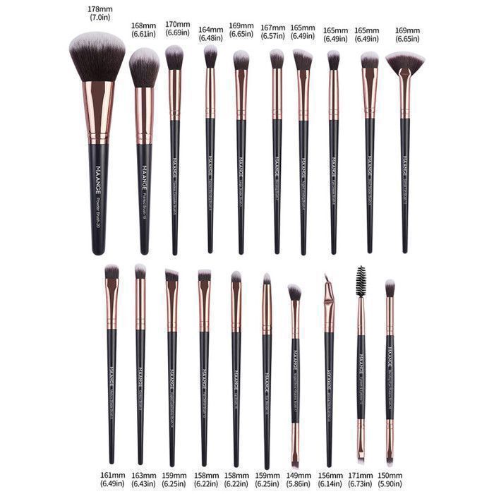 Image de Kit de 20 Pinceaux de maquillage - Noir et Doré - Unbranded