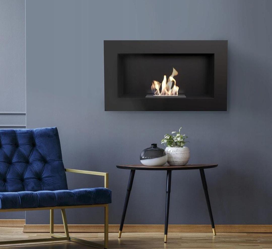 kratki golf cheminée Bio- sfeerhaard avec plaque de verre "1m"