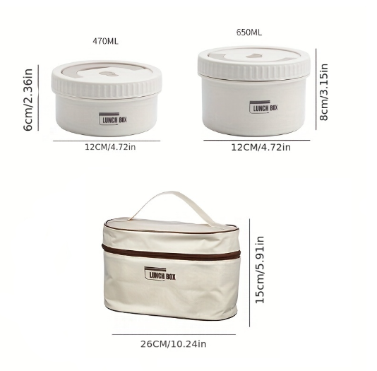 Image de Lunch Box isotherme portable en acier inoxydable, 4 récipients isothermes pour repas avec sac