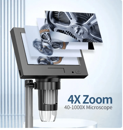 microscope 4.3 pouces avec 8 LED, 1080P, avec support metal