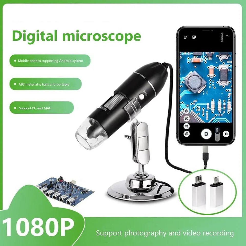 Microscope numérique USB zoom loupe endoscope grossissement x1600 pour pc, smartphone