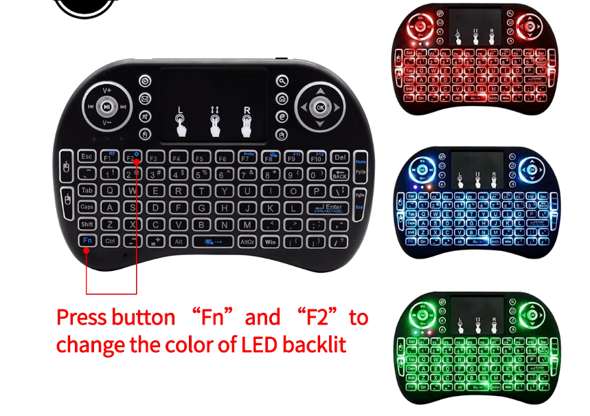 Image de Mini Clavier sans Fil rétro-éclairé Touchpad pour Multimédia Android Smart TV PC - Unbranded