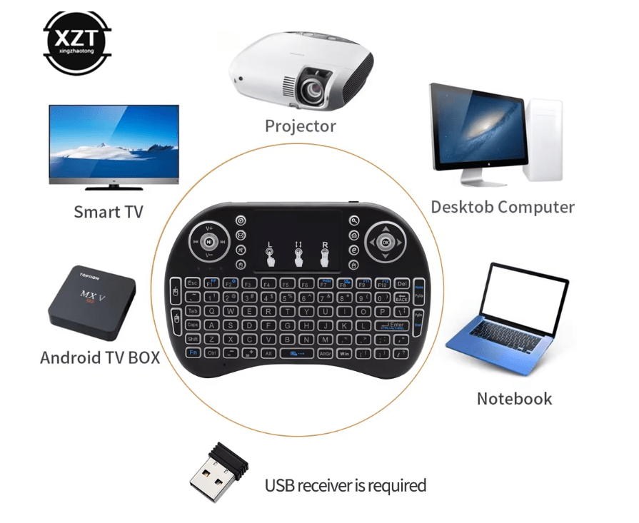 Image de Mini Clavier sans Fil rétro-éclairé Touchpad pour Multimédia Android Smart TV PC - Unbranded