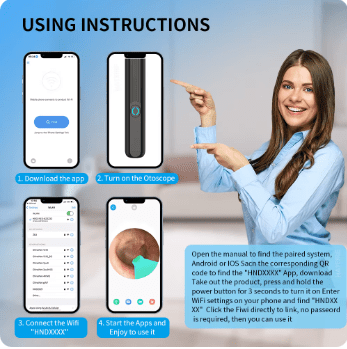 Image de Nettoyeur d'oreille intelligent sans fil avec caméra otoscope endoscope - Unbranded