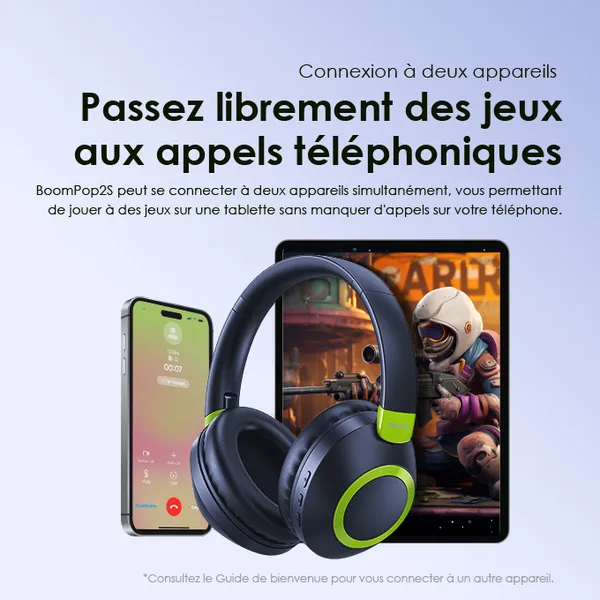 oraimo BoomPop2S Casque supra-auriculaires sans fil ENC