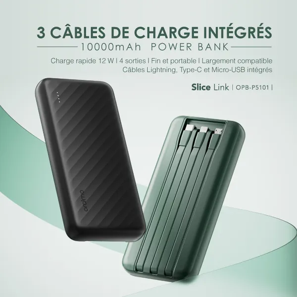oraimo Slice Link Banque d'alimentation 10000mAh 12W