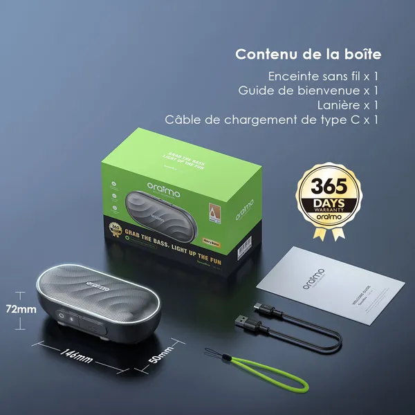 oraimo SpaceBox Haut-parleur avec FM