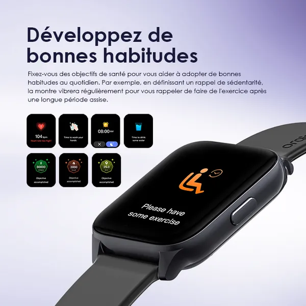 oraimo Watch 4 Plus 2.01″ HD IP68 Montre intelligente