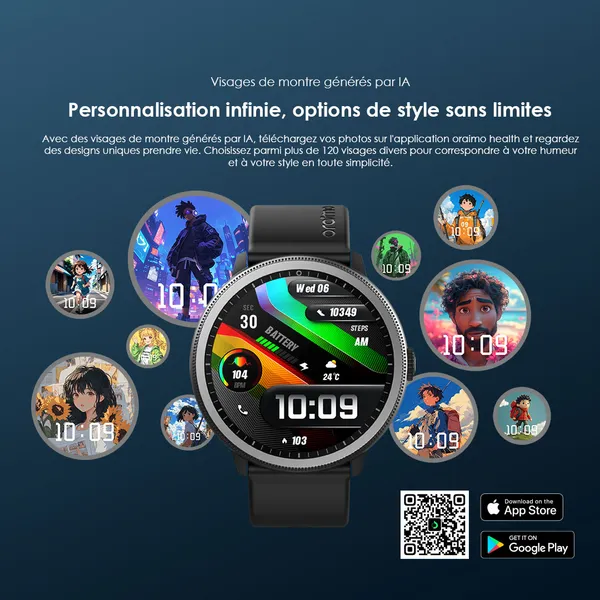 oraimo Watch 5R Montre intelligente Amoled IP68 de 1,43 pouces
