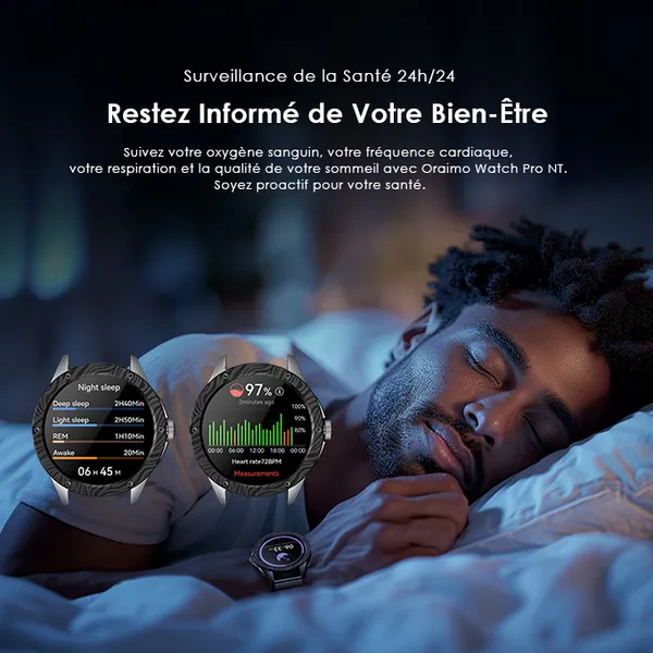 oraimo Watch Pro NT Montre intelligente alimentée par l'IA AMOLED de 1,43 pouces