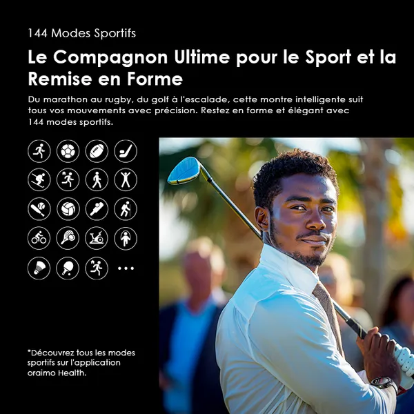 oraimo Watch Pro NT Montre intelligente alimentée par l'IA AMOLED de 1,43 pouces