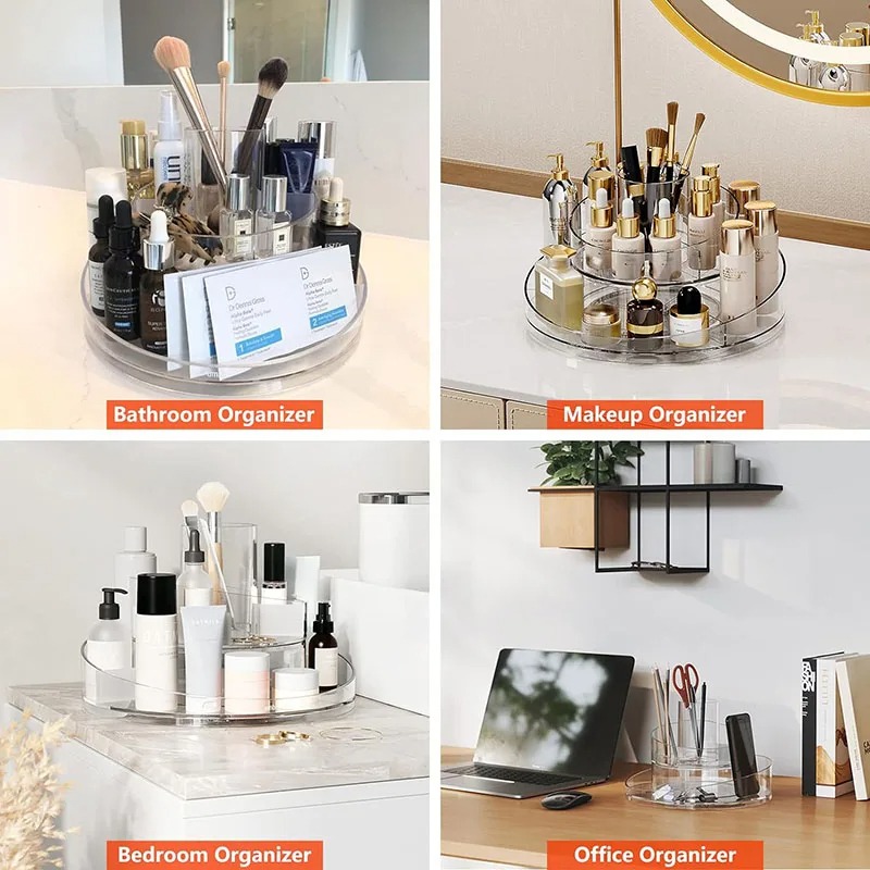 Image de Organisateur de maquillage et parfums – Rangement transparent à double étage - Unbranded