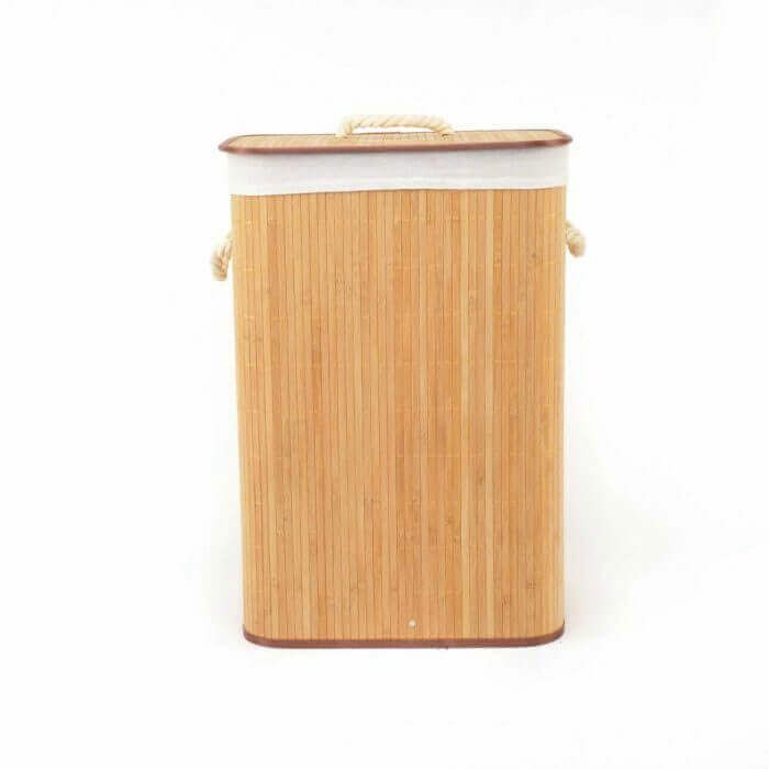 Panier à linge- Panier à Linge Pliable en Bois de Bambou Panier à Linge Pliable avec Couvercle Doublure Intégrée Panier de Rangement