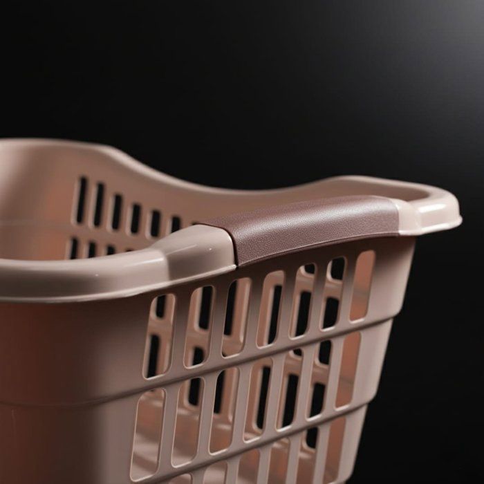 Image de Panier à linge rectangulaire couleur aléatoires rose ou beige-50/36/21 - Unbranded