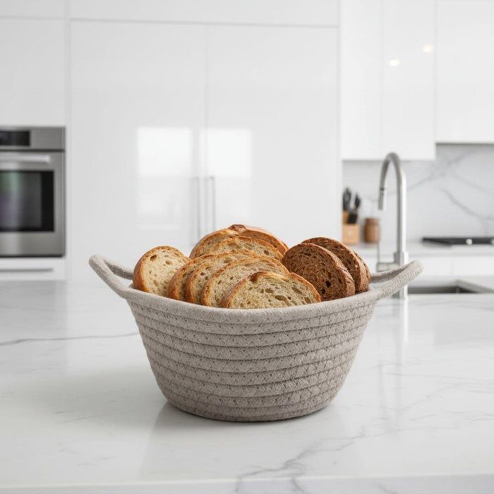 Panier à Pain - AYA HOME - Coton Tressé - Élégant - Gris - 10/9cm