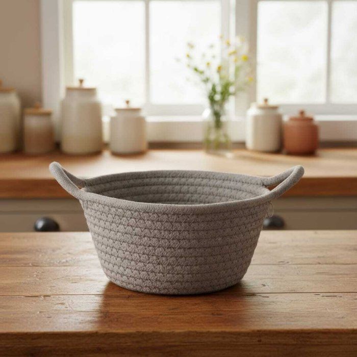 Image de Panier à Pain - AYA HOME - Coton Tressé - Élégant - Gris - 10/9cm - Unbranded