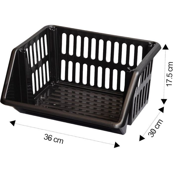 Panier de rangement - 2Paniers - Multifonction - Noir - Empilables - Fruits et légumes