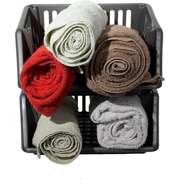 Image de Panier de rangement - 2Paniers - Multifonction - Noir - Empilables - Fruits et légumes - Unbranded