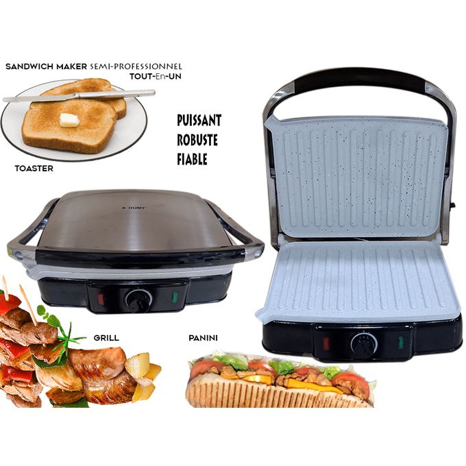 Panini Grill Turbo Granit 2200 W Antiadhésive Barbecue sans Huile ni Beurre