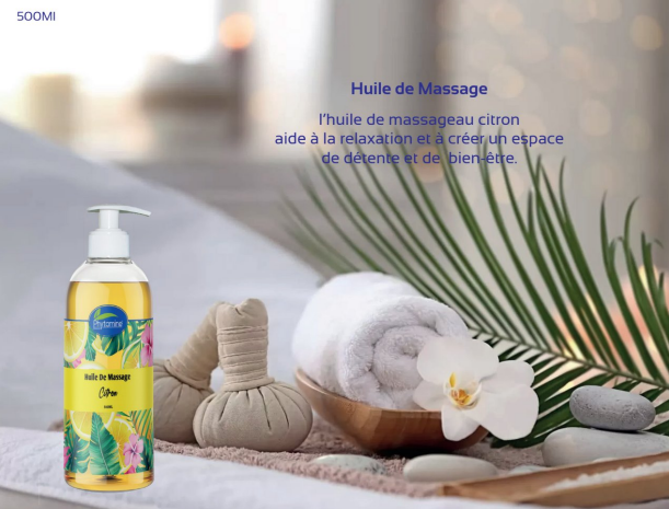 Phytamine Huile de Massage au Citron – Paraffine 500ml