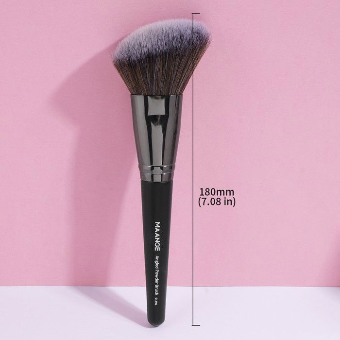 Image de Pinceau à poudre - Professionnel - Noir - Tête angulaire - Doux et soyeux - 100% sans cruauté - Unbranded