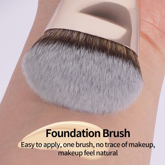 Image de Pinceau de maquillage - Non spécifié - Non spécifié - Poignée noire - Tube doré - Vegan et cruelty-free - Unbranded